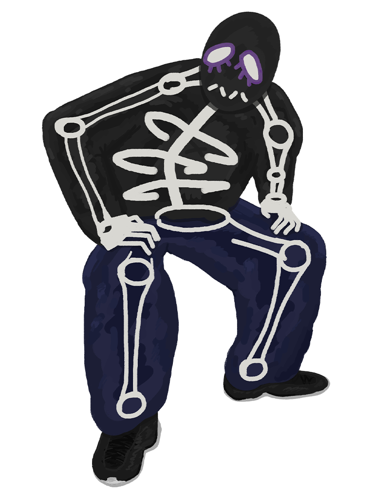 Masked skeleton character illustration