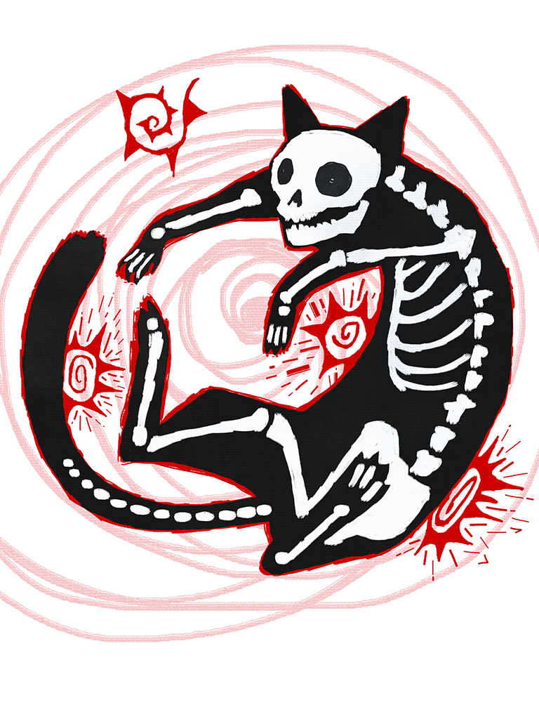 Skeleton cat illustration